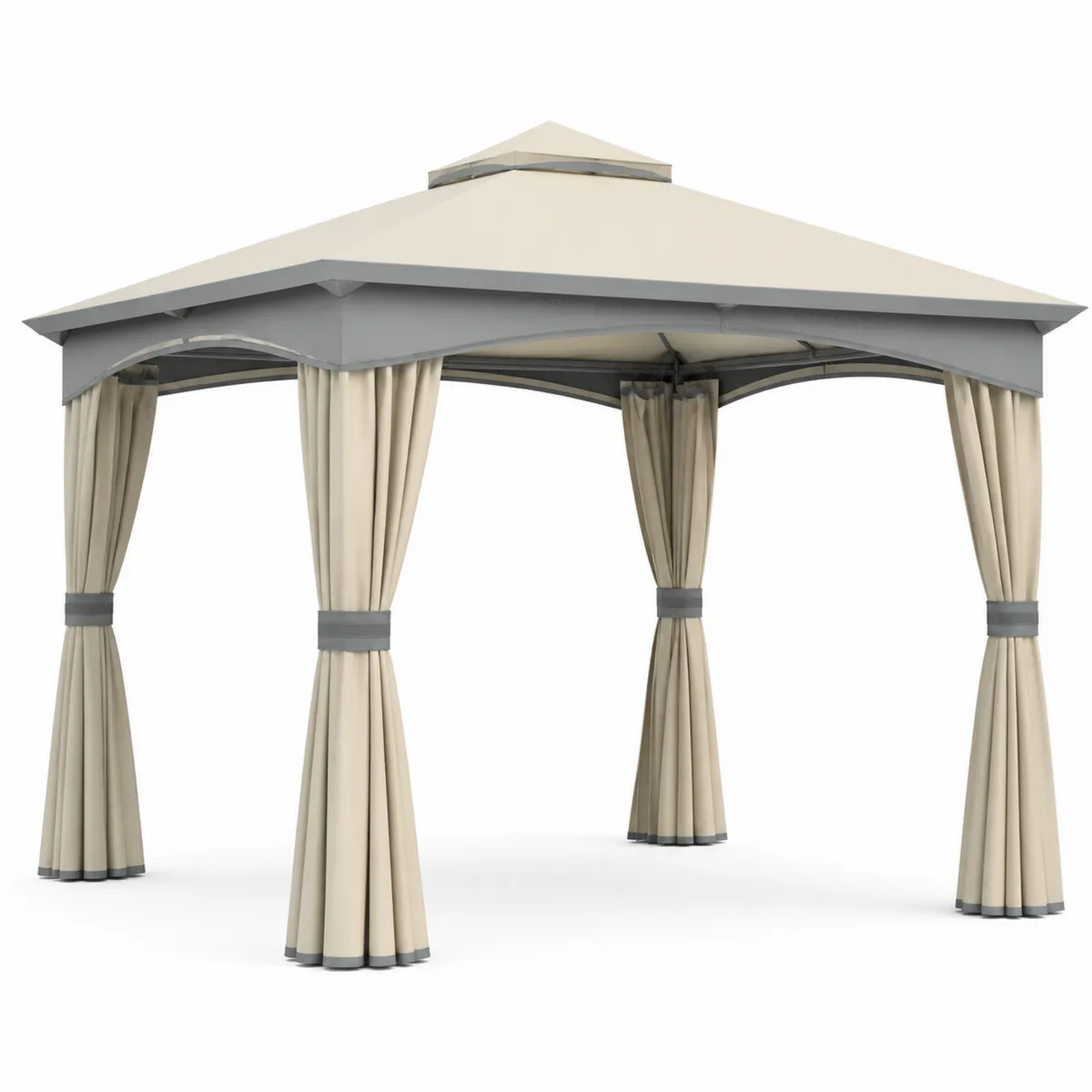 Gazebo da Giardino 3x4m in Alluminio e Poliestere Beige