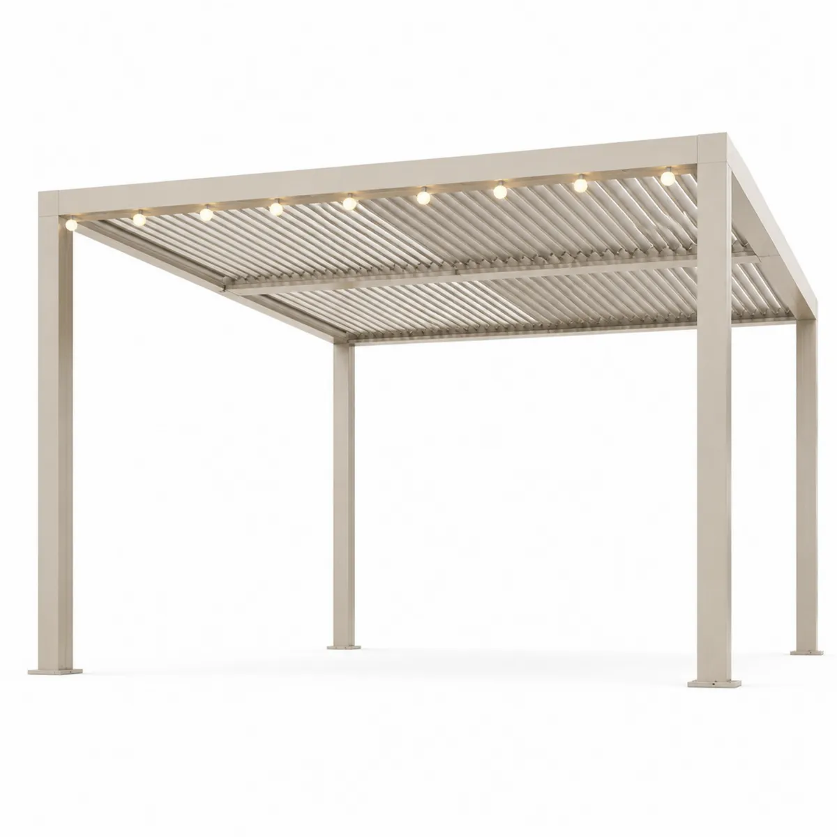 Pergola Rettangolare in Alluminio con Luci LED 400x300 cm Beige