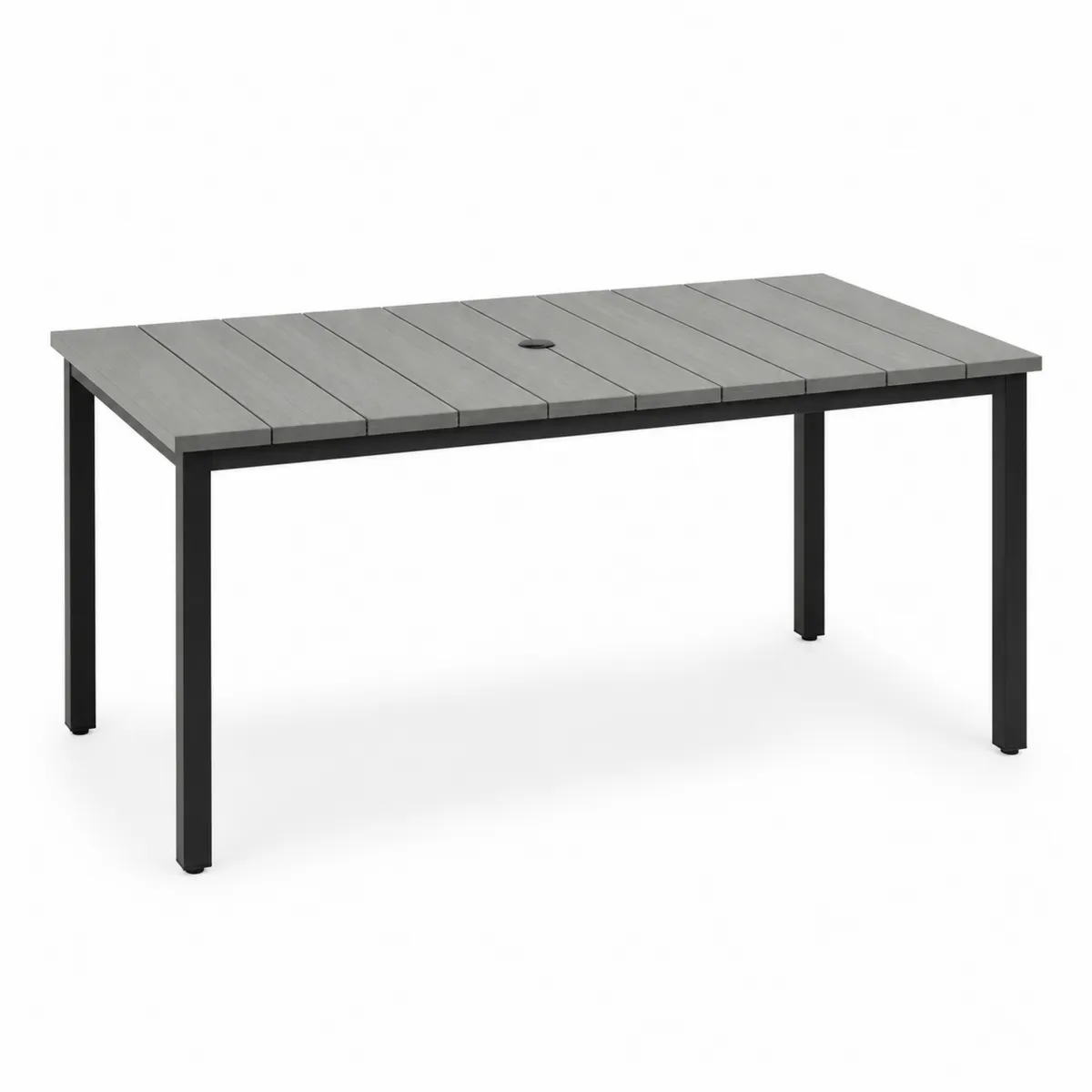 Tavolo da giardino rettangolare in legno composito e metallo 180x90x75 cm Grigio