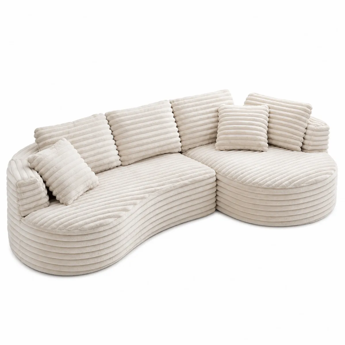 Divano modulare in tessuto di velluto beige