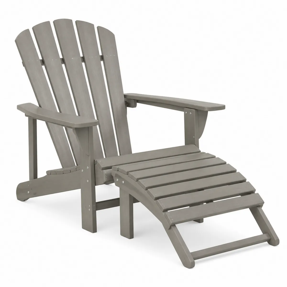 Poltrona Adirondack con Poggiapiedi in Legno di Pino Grigio