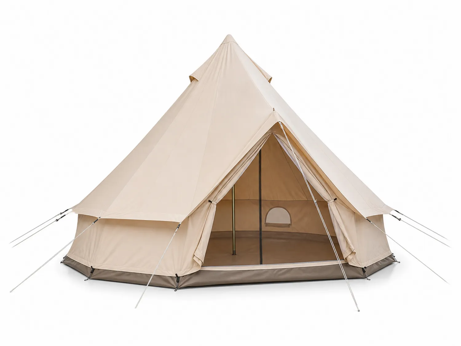 Tenda a Campana in Tessuto di Cotone e Palo Metallico 5m Beige