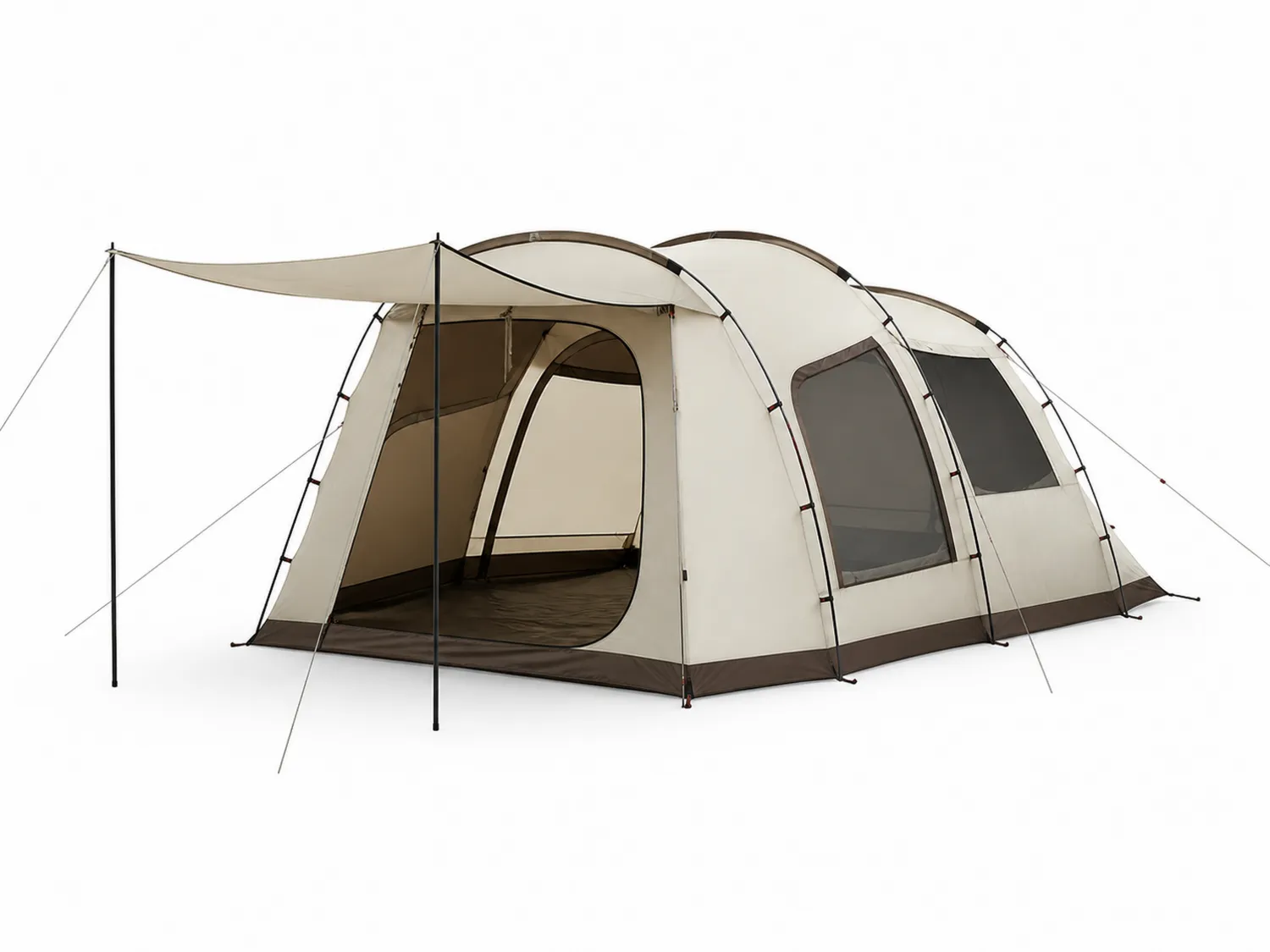Tenda a tunnel familiare 4 persone Poliestere Beige