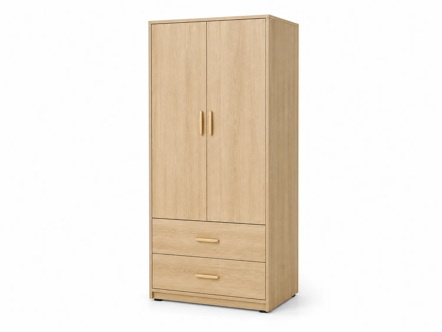 Armadio in Legno MDF con 2 Ante e 2 Cassetti in Rovere