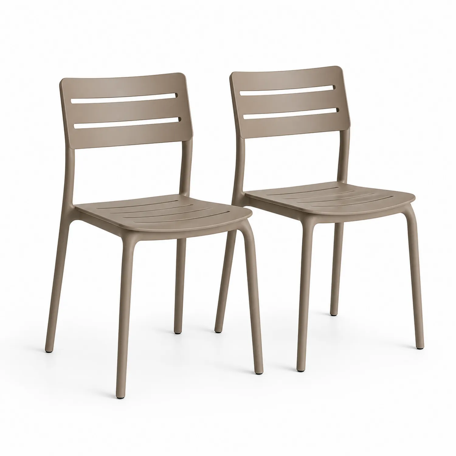 Set di 2 Sedie Impilabili in Polipropilene Beige per Esterni