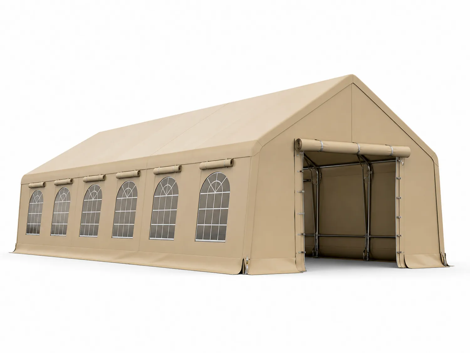 Tenda Rettangolare da Esterno 12x6 m Acciaio PVC Beige