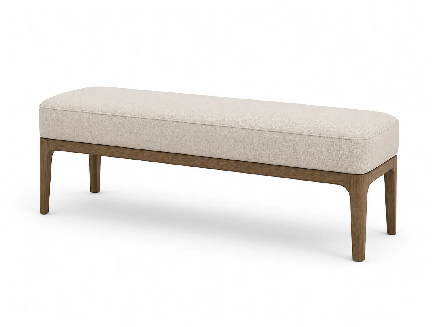 Panca imbottita in legno e tessuto beige