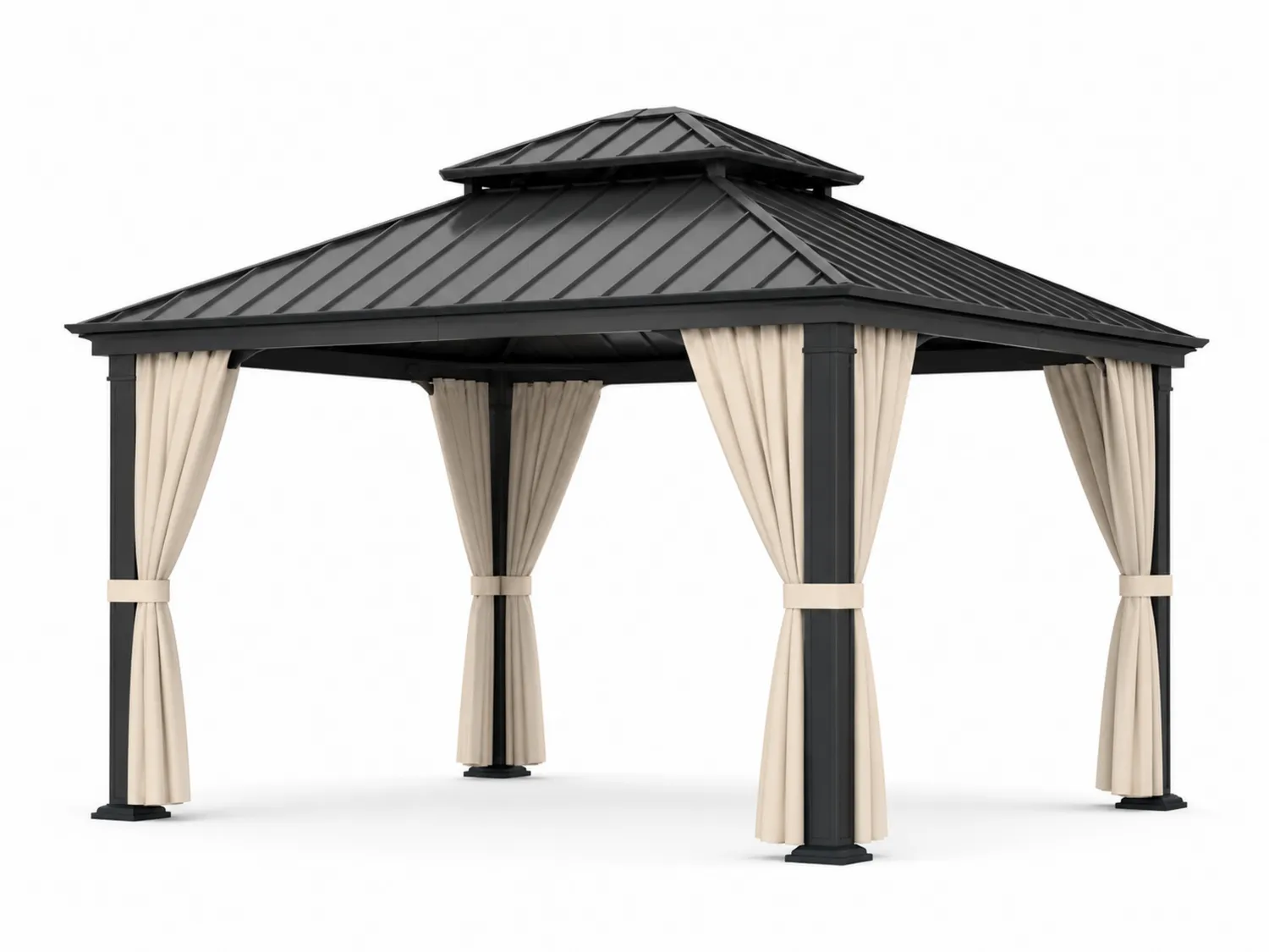 Gazebo da Giardino in Metallo con Tetto in Alluminio e Tende