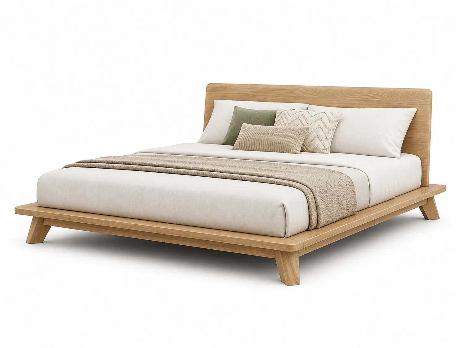 Letto in Legno di Rovere con Cuscini Decorativi, 200x160 cm