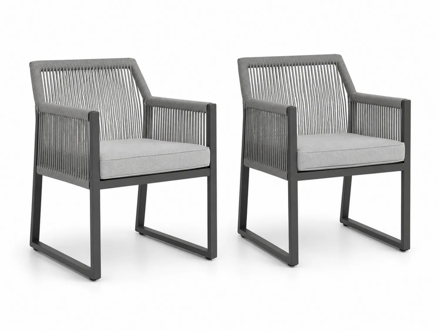Set di 2 sedie da esterno in alluminio e corda grigio
