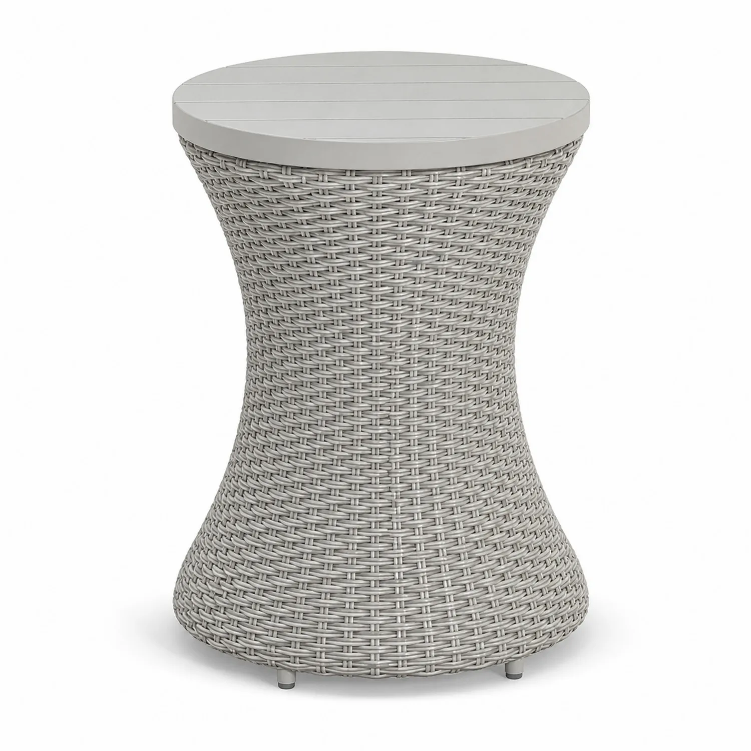 Tavolino Rotondo in Rattan e Legno Grigio 45x60 cm