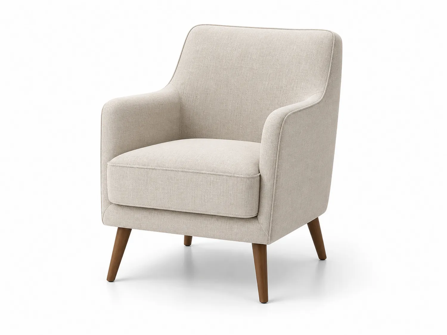 Poltrona in Lino Beige con Gambe in Legno