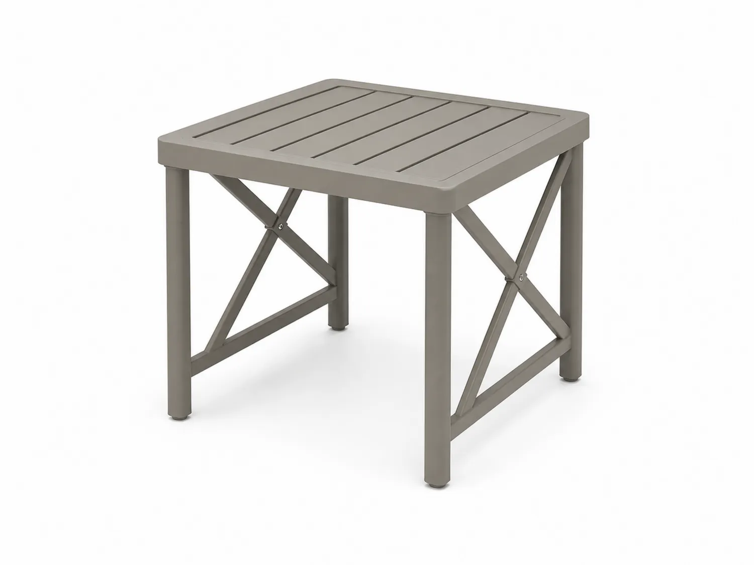 Tavolino Laterale Quadrato in Metallo Grigio Alluminio 45x45x40 cm