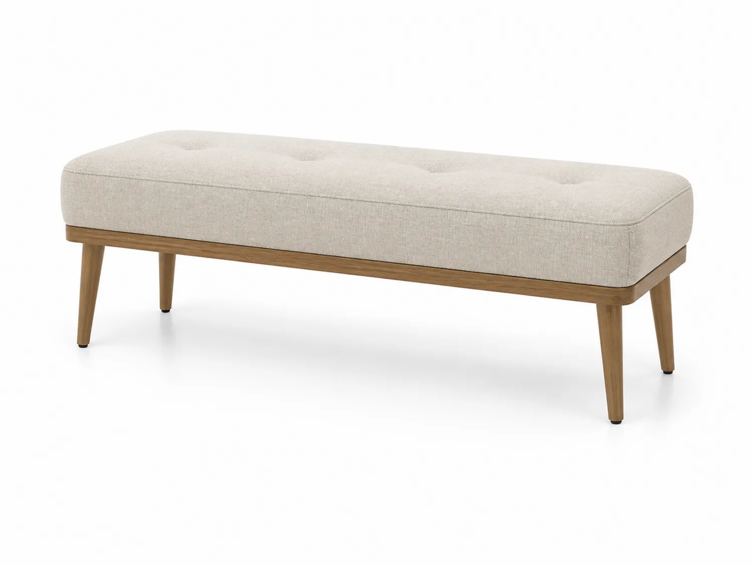 Panca rettangolare tessuto e legno di faggio 130x40 cm Beige