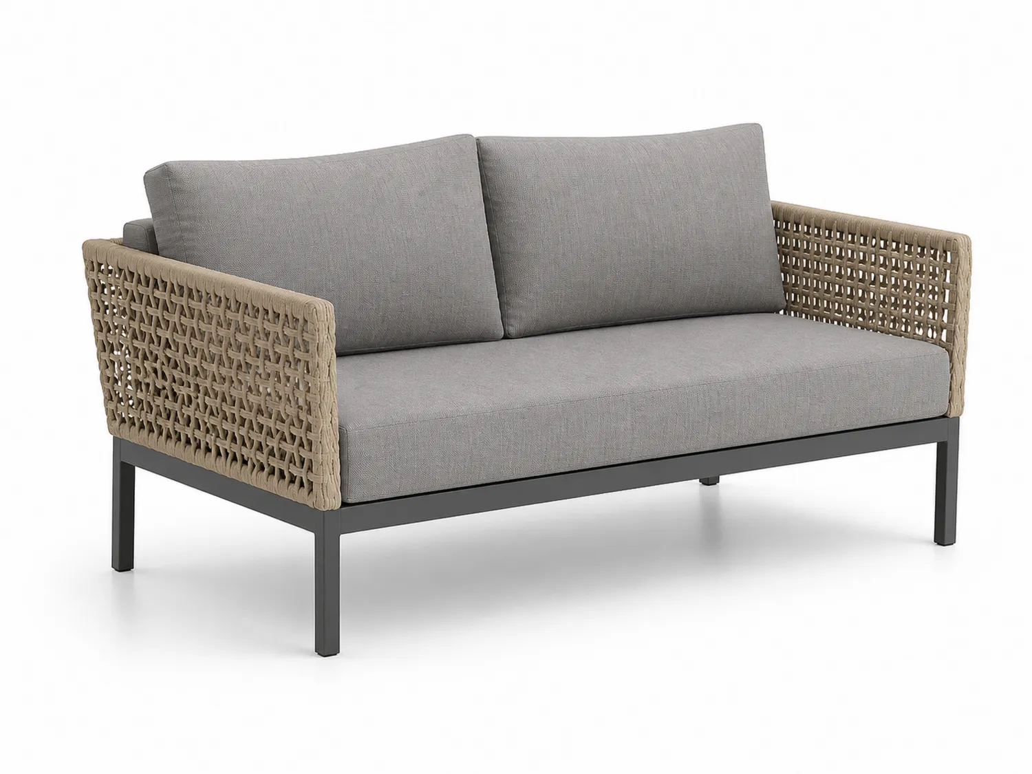 Divano da Esterno in Alluminio e Corda Grigio Beige
