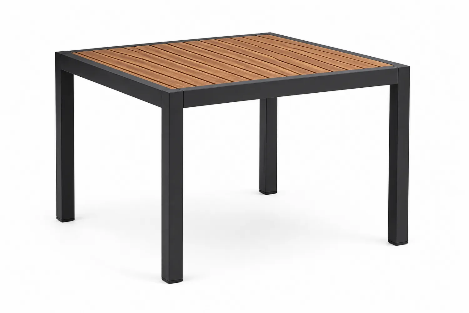 Tavolo Quadrato da Esterno in Teak e Acciaio 80x80x75 cm