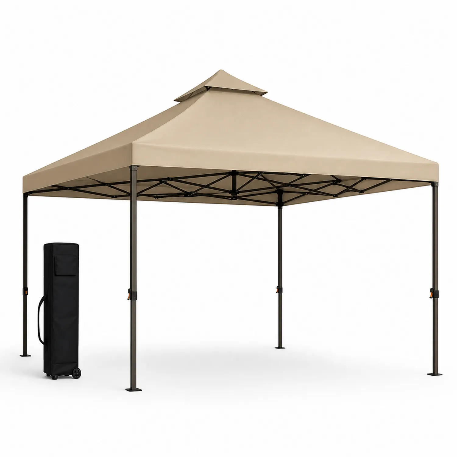 Gazebo Pieghevole 3x3 m Beige Acciaio e Tessuto Poliestere
