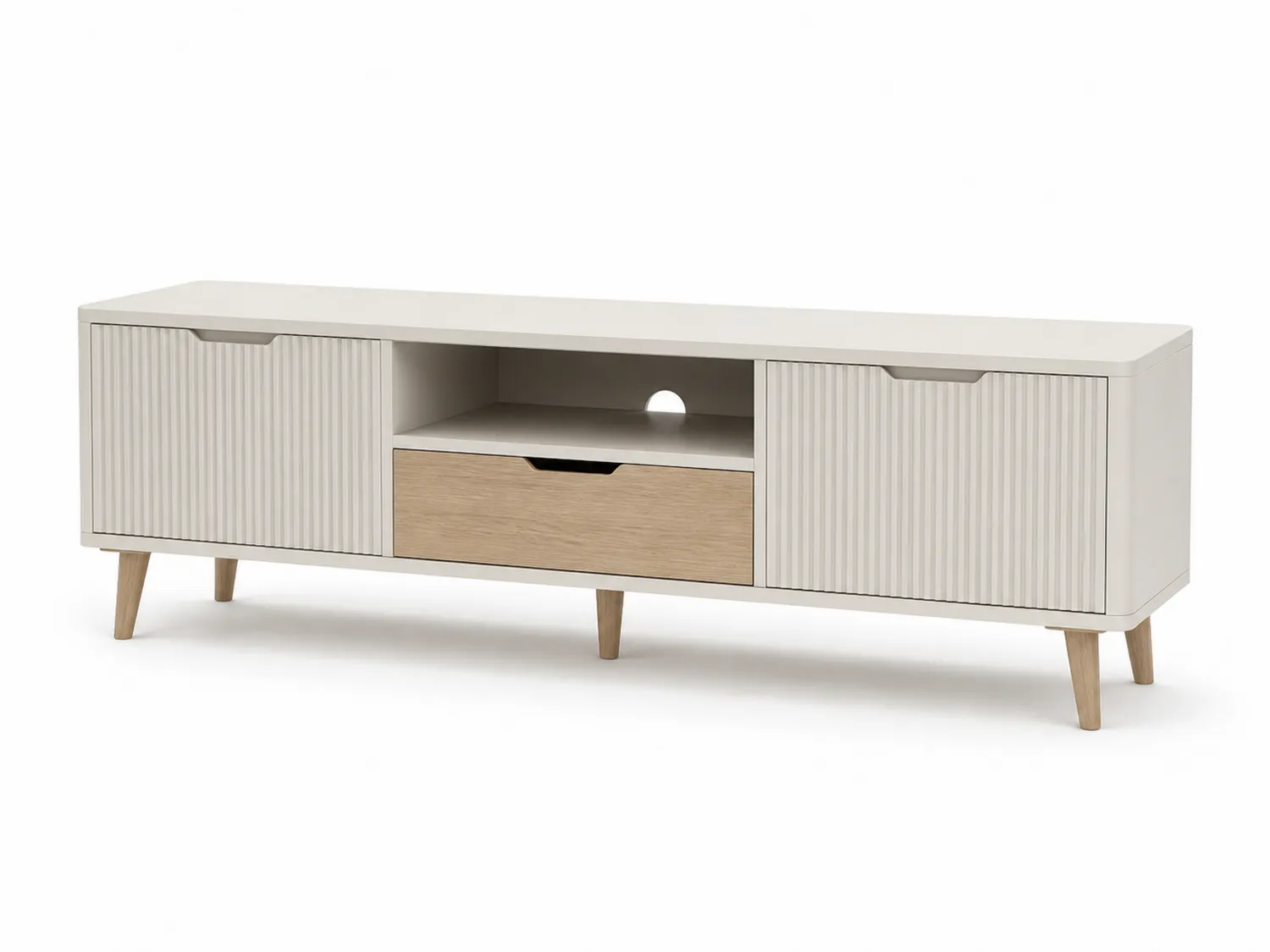 Mobile TV in MDF e Legno di Rovere Bianco/Rovere