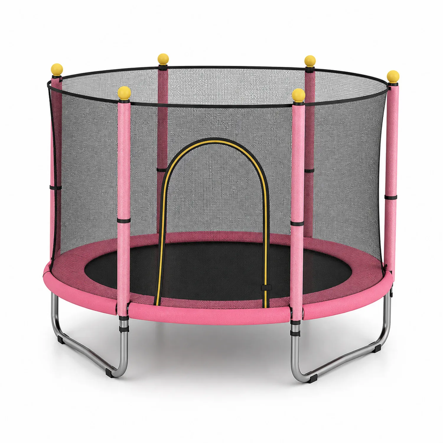 Trampolino per Bambini con Rete di Sicurezza 140 cm Rosa