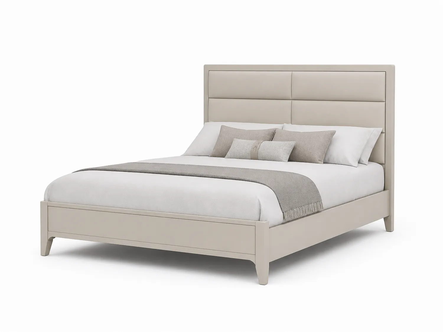 Letto matrimoniale in legno e poliestere rivestito Beige 200x160x120 cm