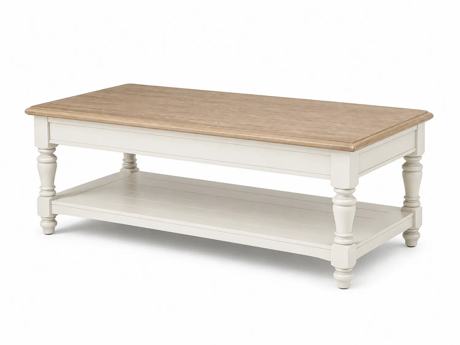 Tavolino da caffè in legno e MDF 120x60x45 cm Bianco/Quercia chiaro