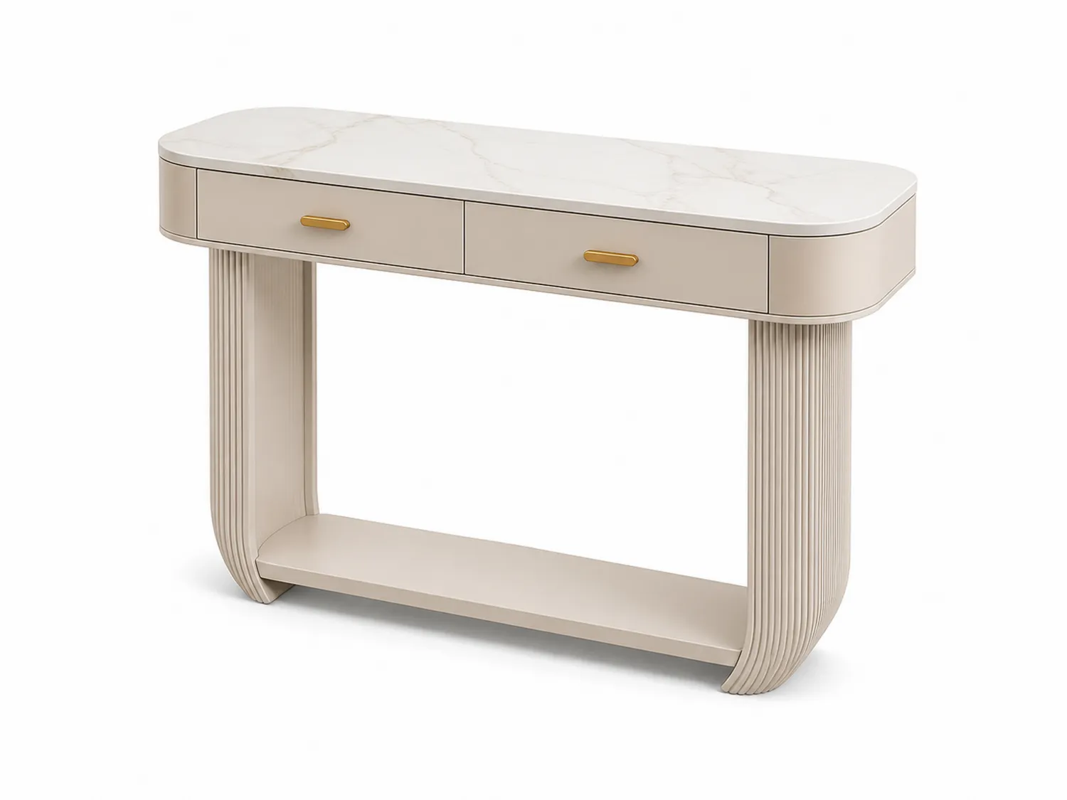 Consolle d'ingresso in Marmo e MDF con Cassetti Beige