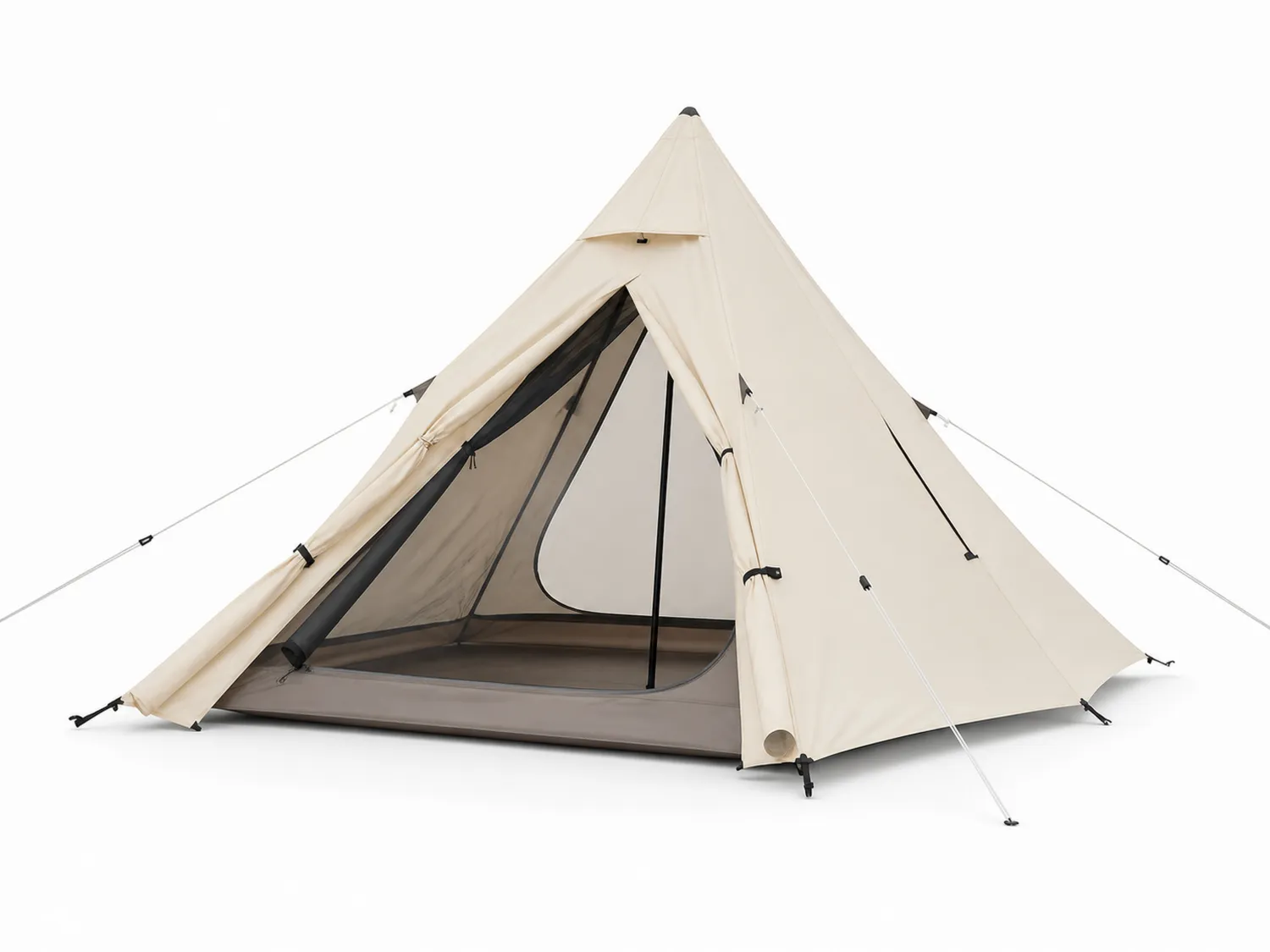 Tenda a Campana Piramidale 3 Persone Poliestere Beige