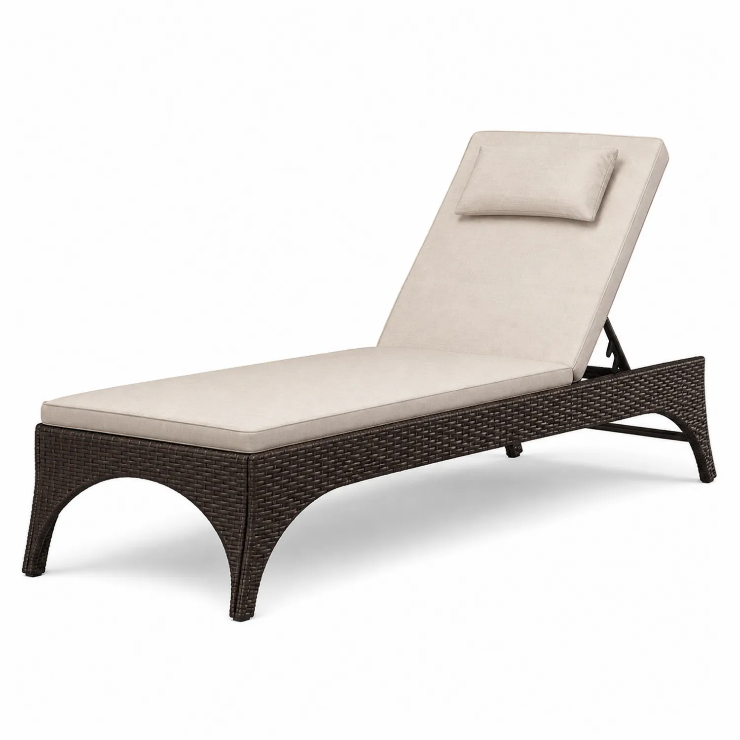 Lettino Prendisole in Rattan Sintetico con Cuscino Crema