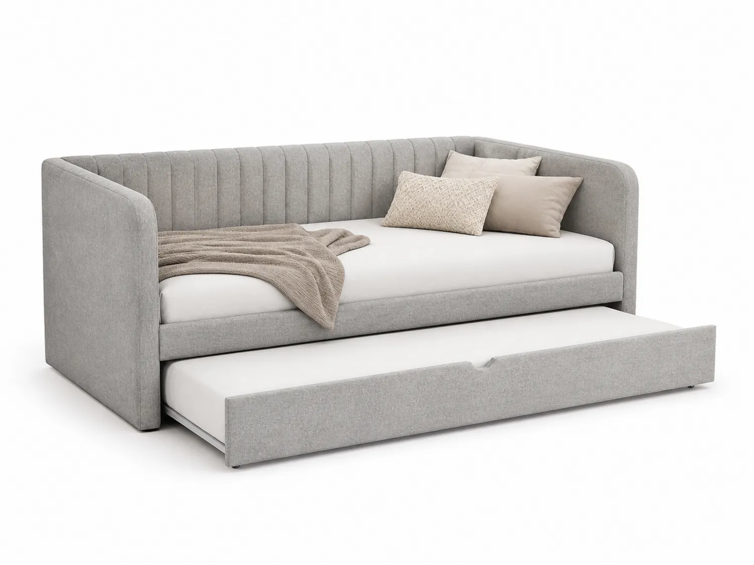 Divano Letto con Cassetto Estraibile in Tessuto Grigio 200x90x80 cm