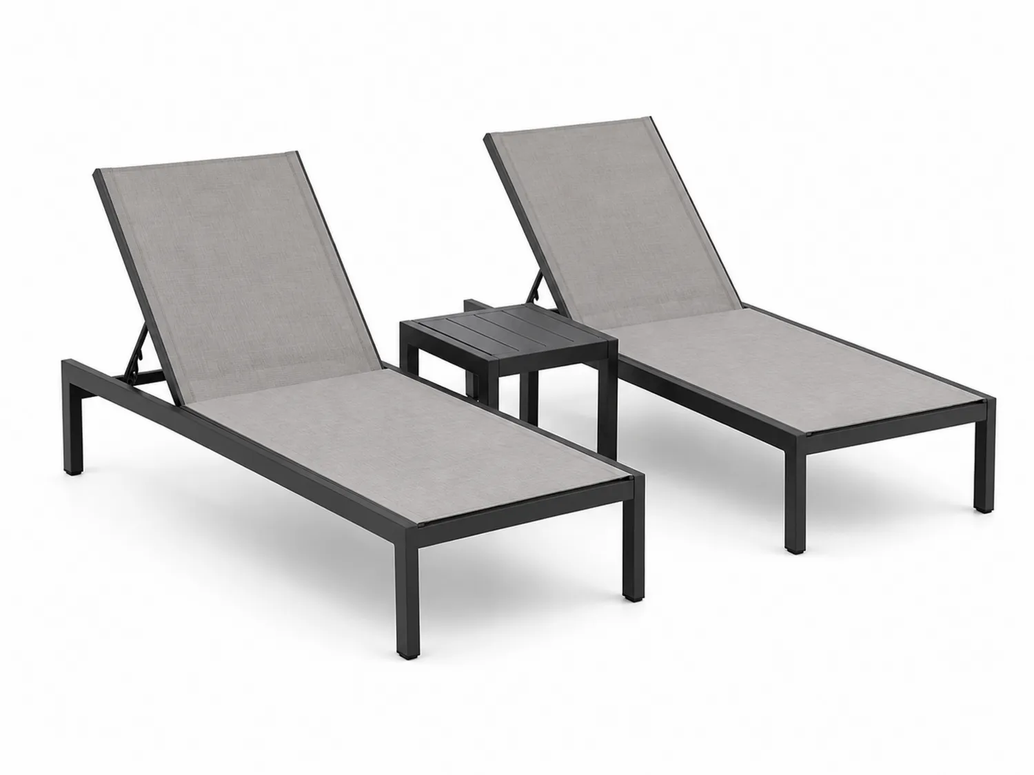 Set di Due Lettini in Alluminio con Tavolino
