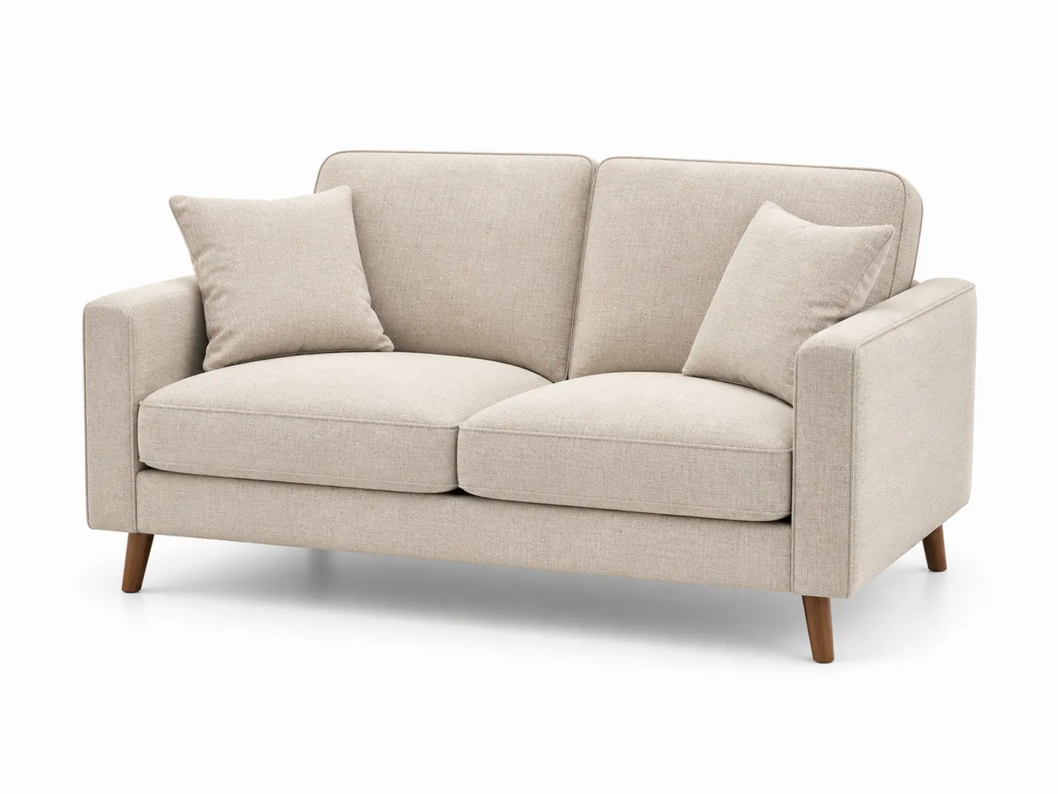 Divano 2 posti in tessuto beige e legno di faggio
