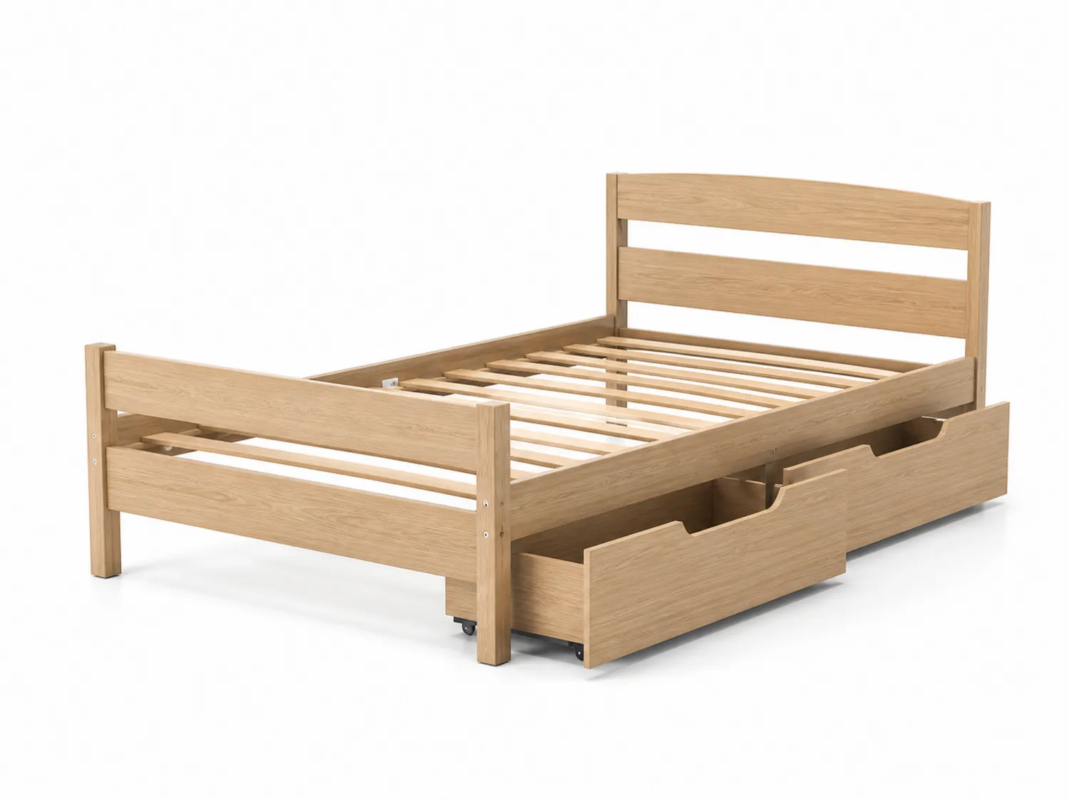 Letto singolo in legno massiccio con cassetti integrati