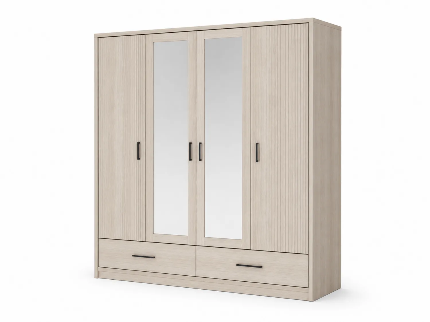 Armadio in legno composito con specchi a 4 ante 200x60x220 cm