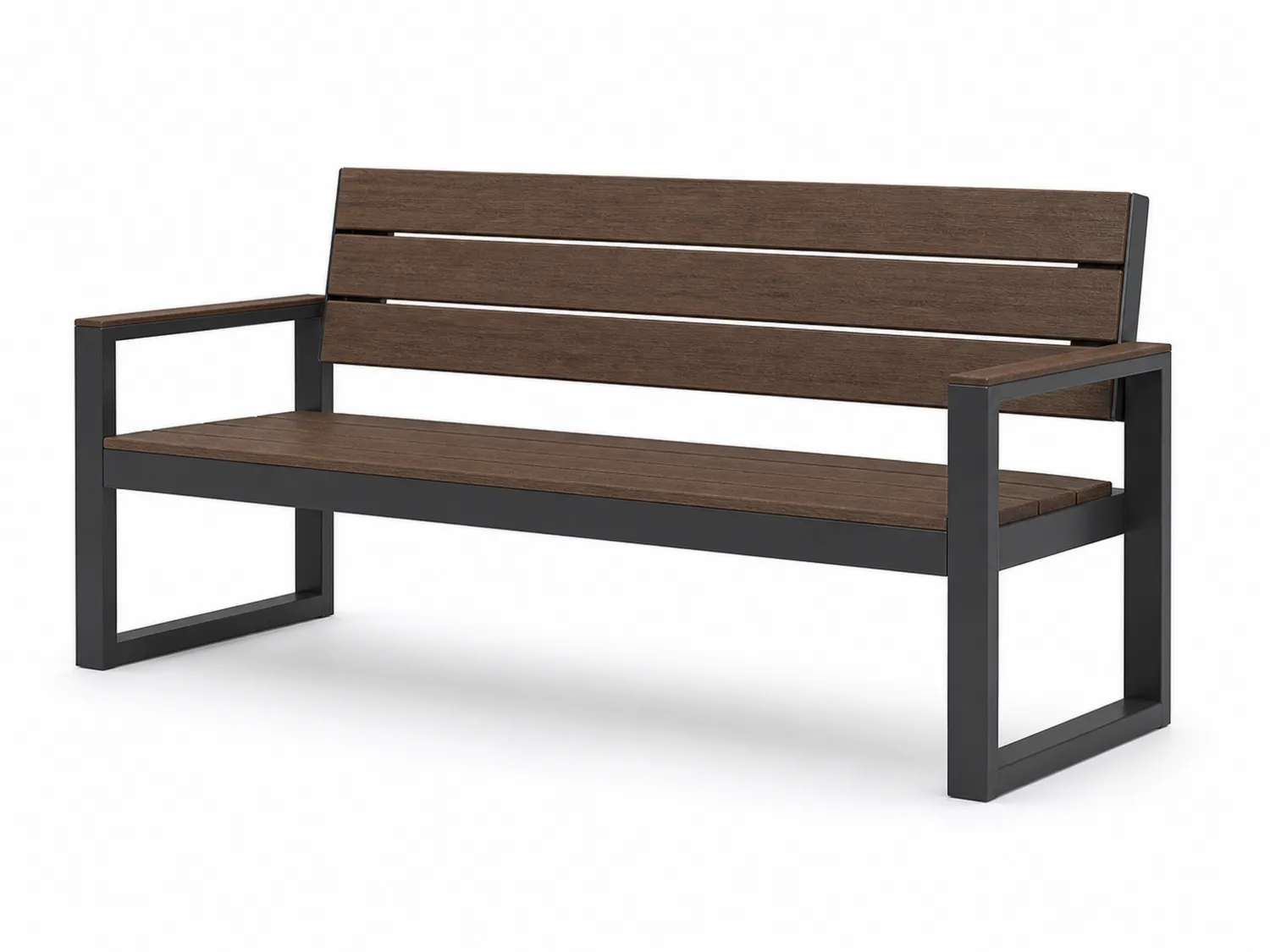 Panchina da giardino in legno e metallo, 150 cm, Marrone e Nero