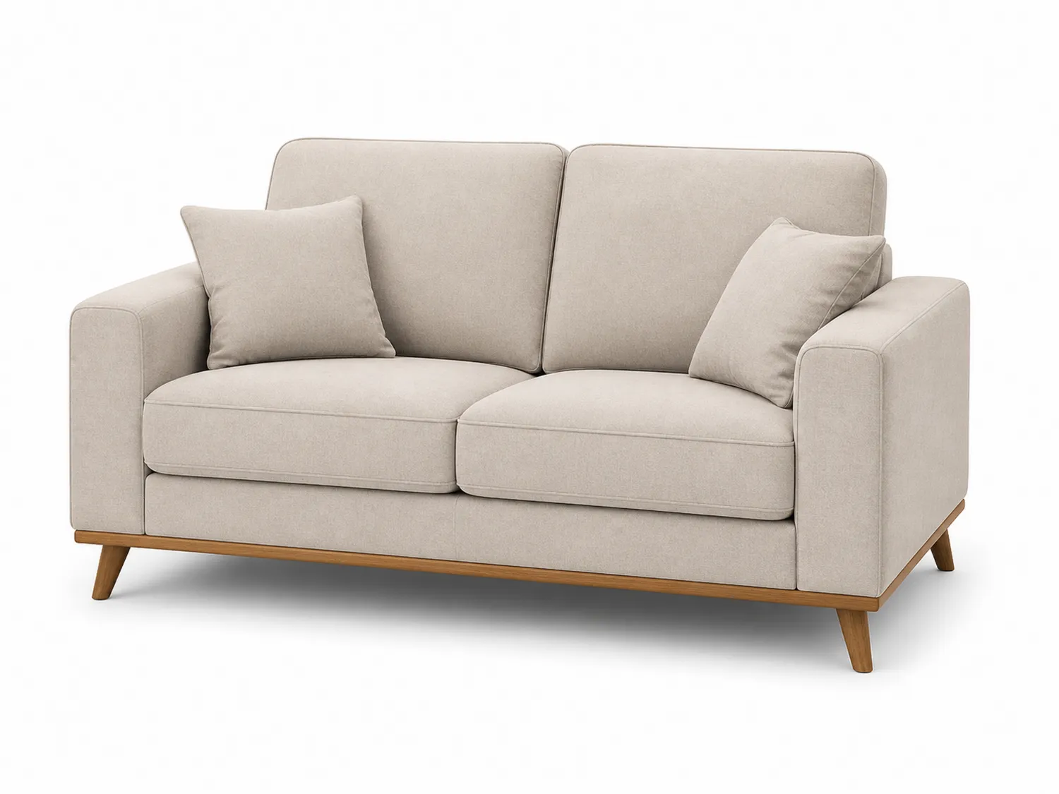 Divano a due posti in tessuto e legno Beige