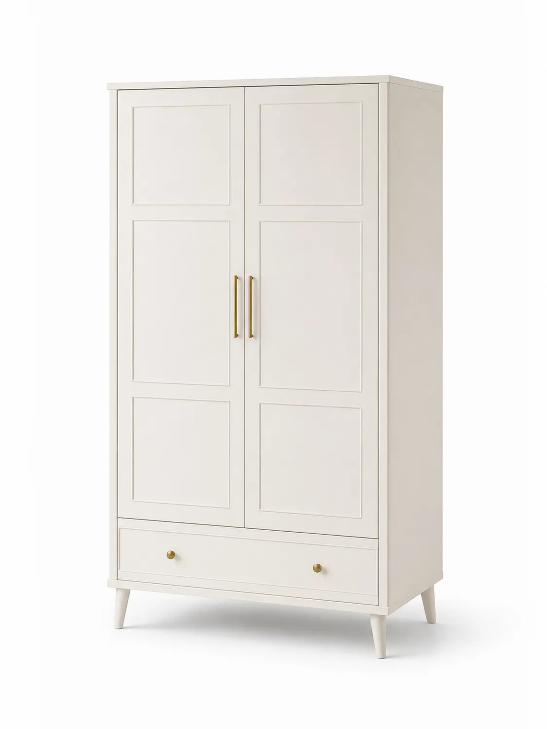 Armadio a due ante con cassetto in MDF Bianco 200x120x60 cm