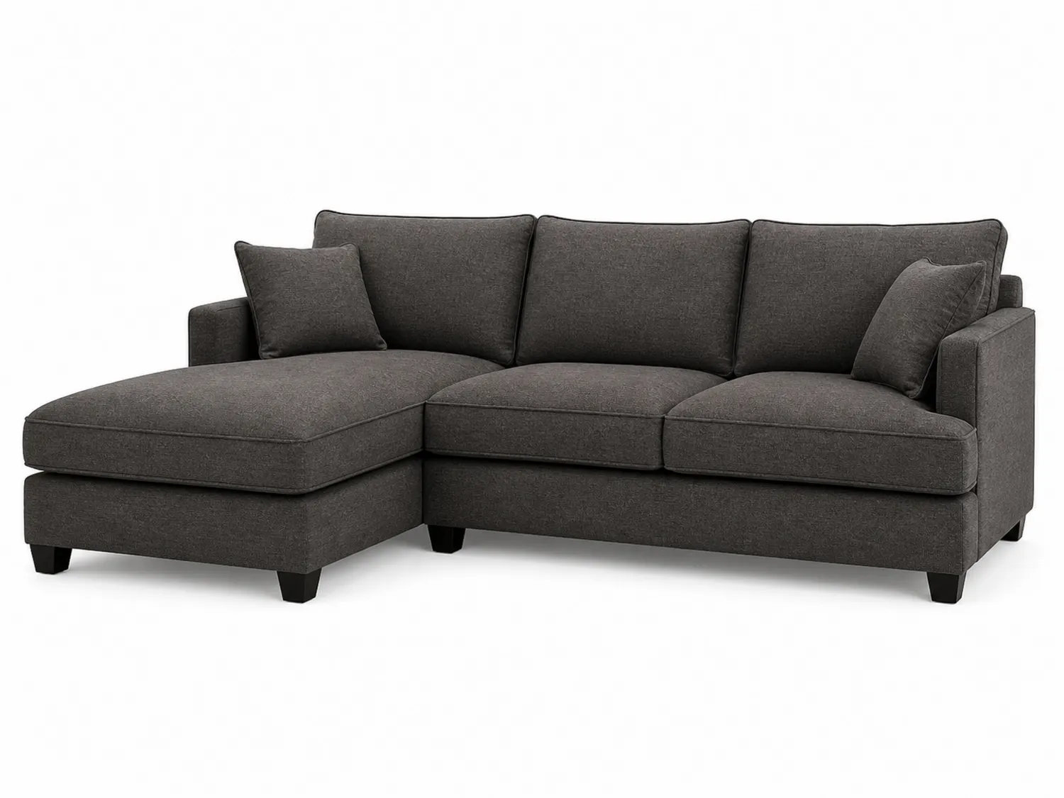 Divano angolare in tessuto grigio con chaise longue
