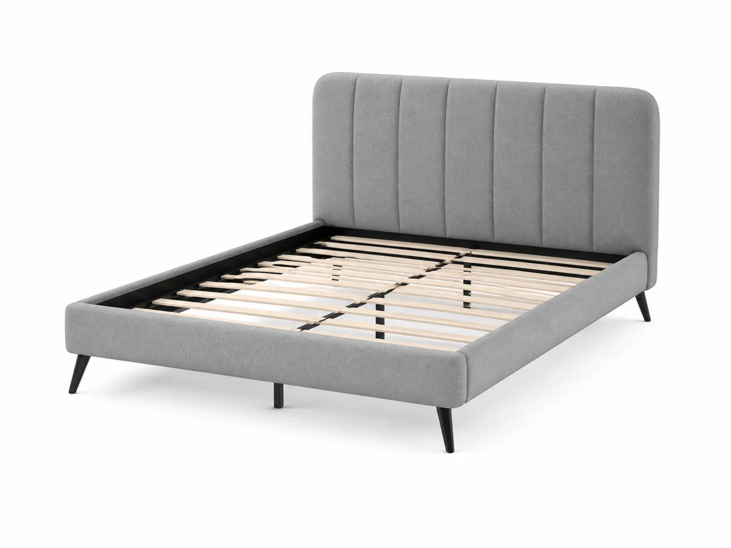 Letto matrimoniale in tessuto poliestere grigio 200x160 cm