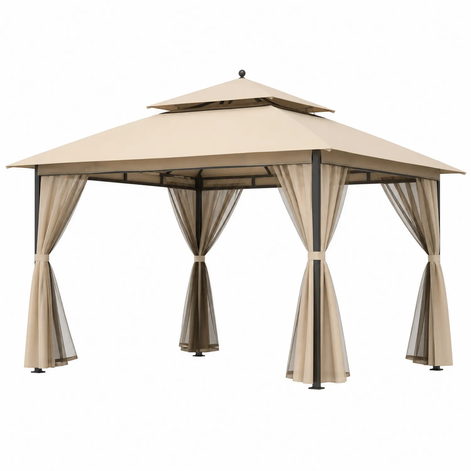 Gazebo in Metallo e Poliestere 3x3m Beige