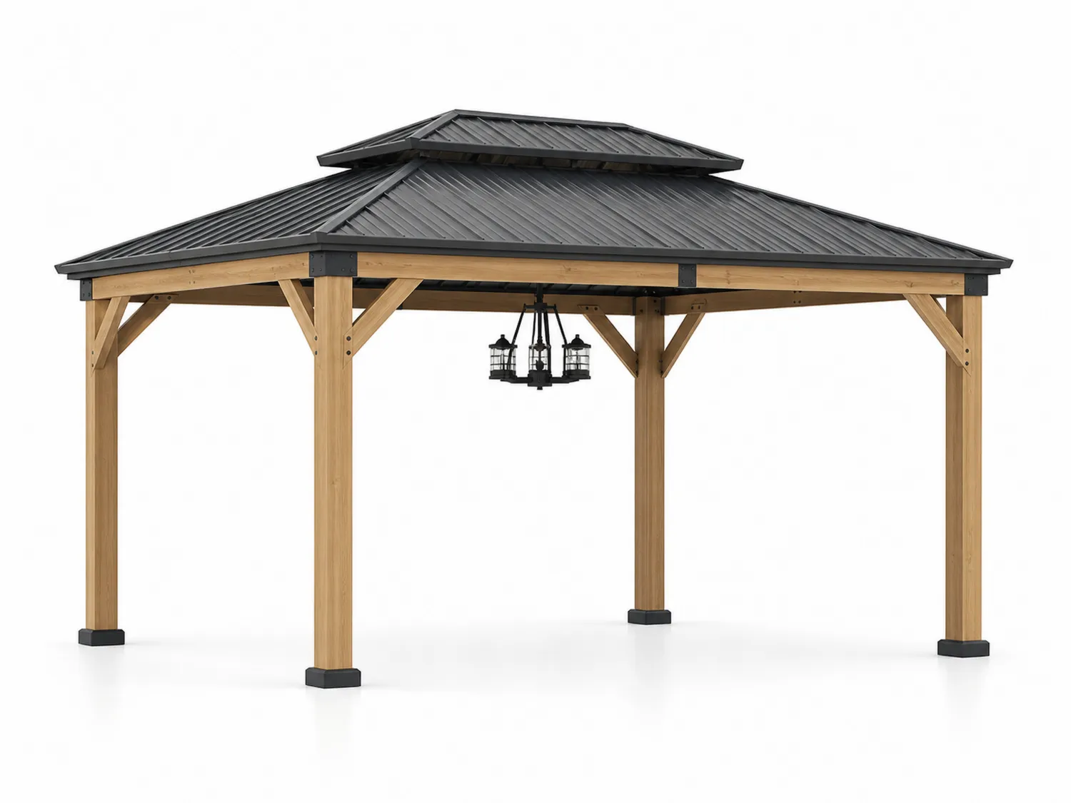 Gazebo in Legno di Cedro e Metallo Zincato 400x300x280 cm