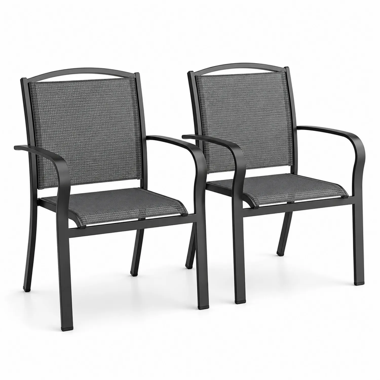 Set di 2 sedie da esterno in metallo e tessuto grigio