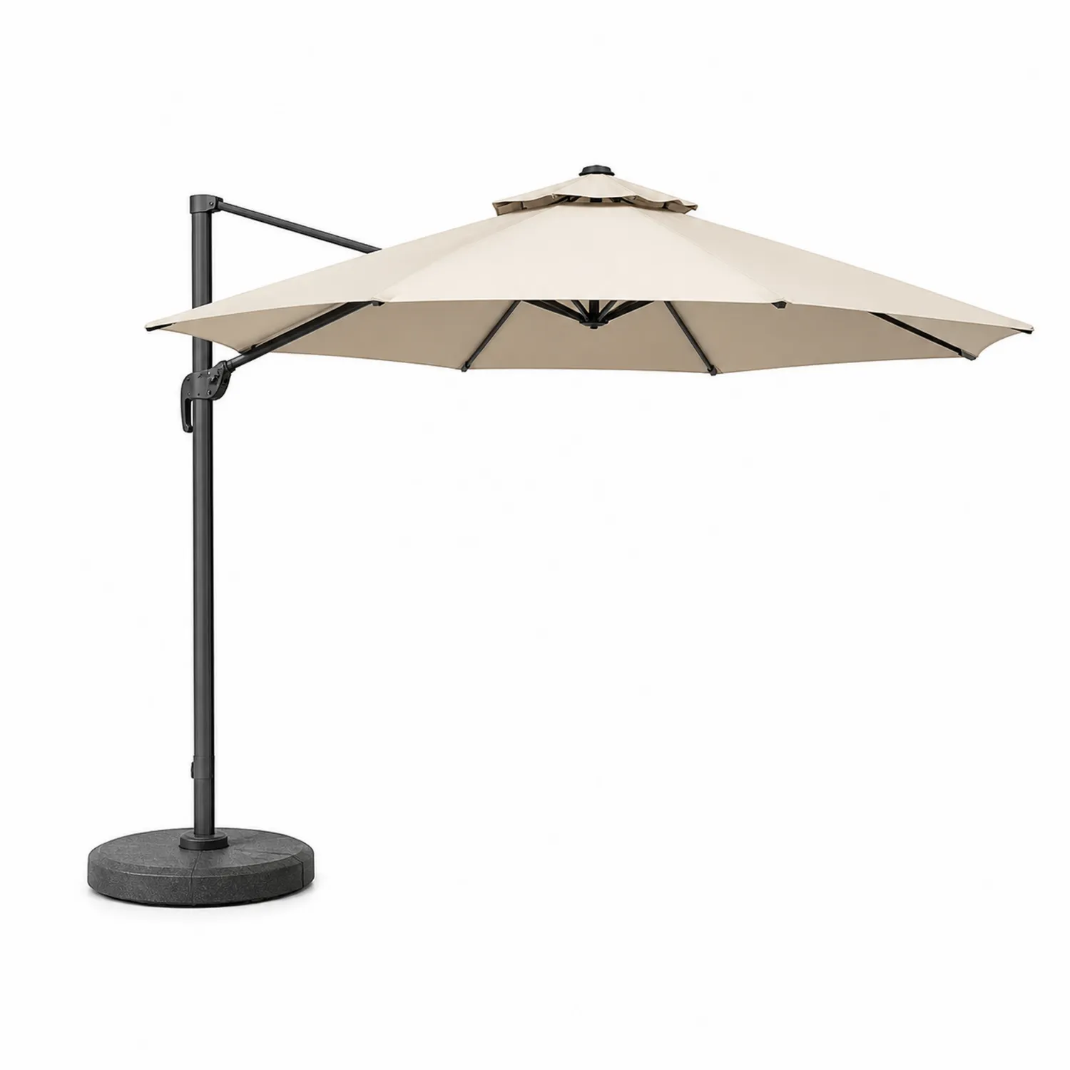 Ombrellone Laterale Rotondo 300cm in Poliestere Beige e Alluminio