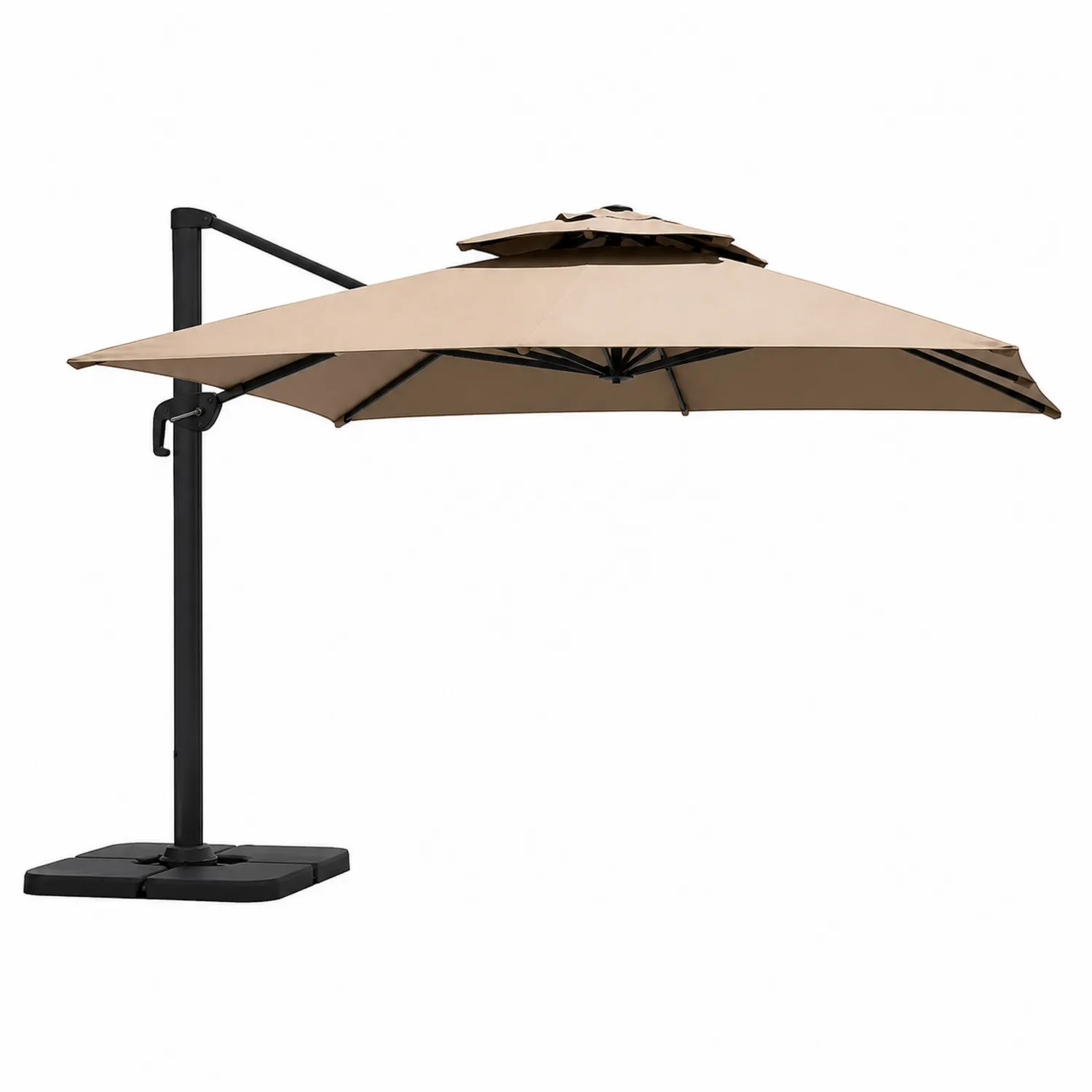 Ombrellone da giardino con braccio laterale in poliestere 300x400 cm Beige