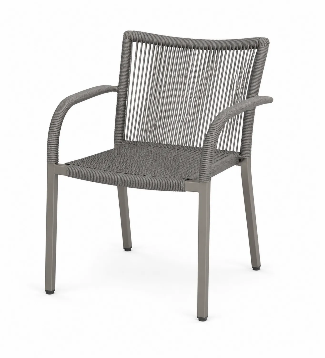 Sedia da giardino in alluminio con rivestimento in corda grigia
