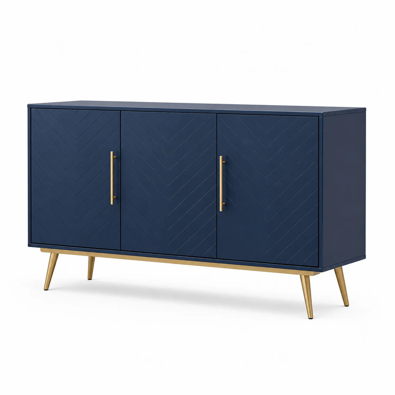 Credenza Blu in Legno e Metallo con 3 Ante