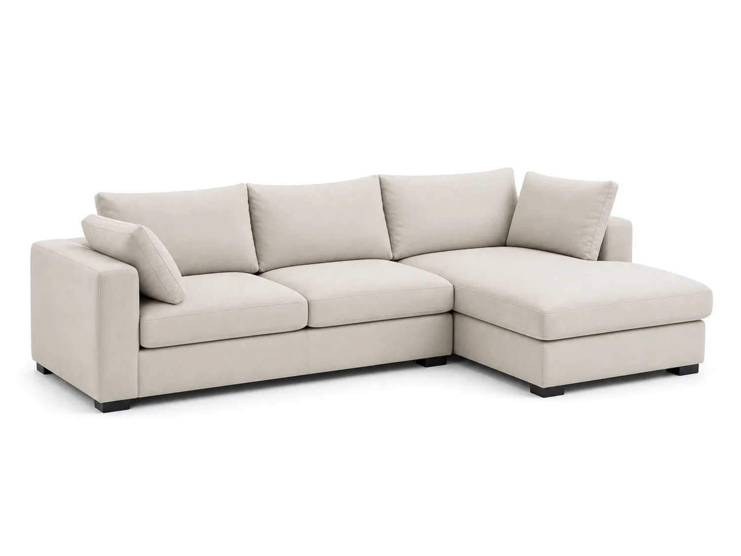 Divano angolare 3 posti con chaise longue in tessuto Beige