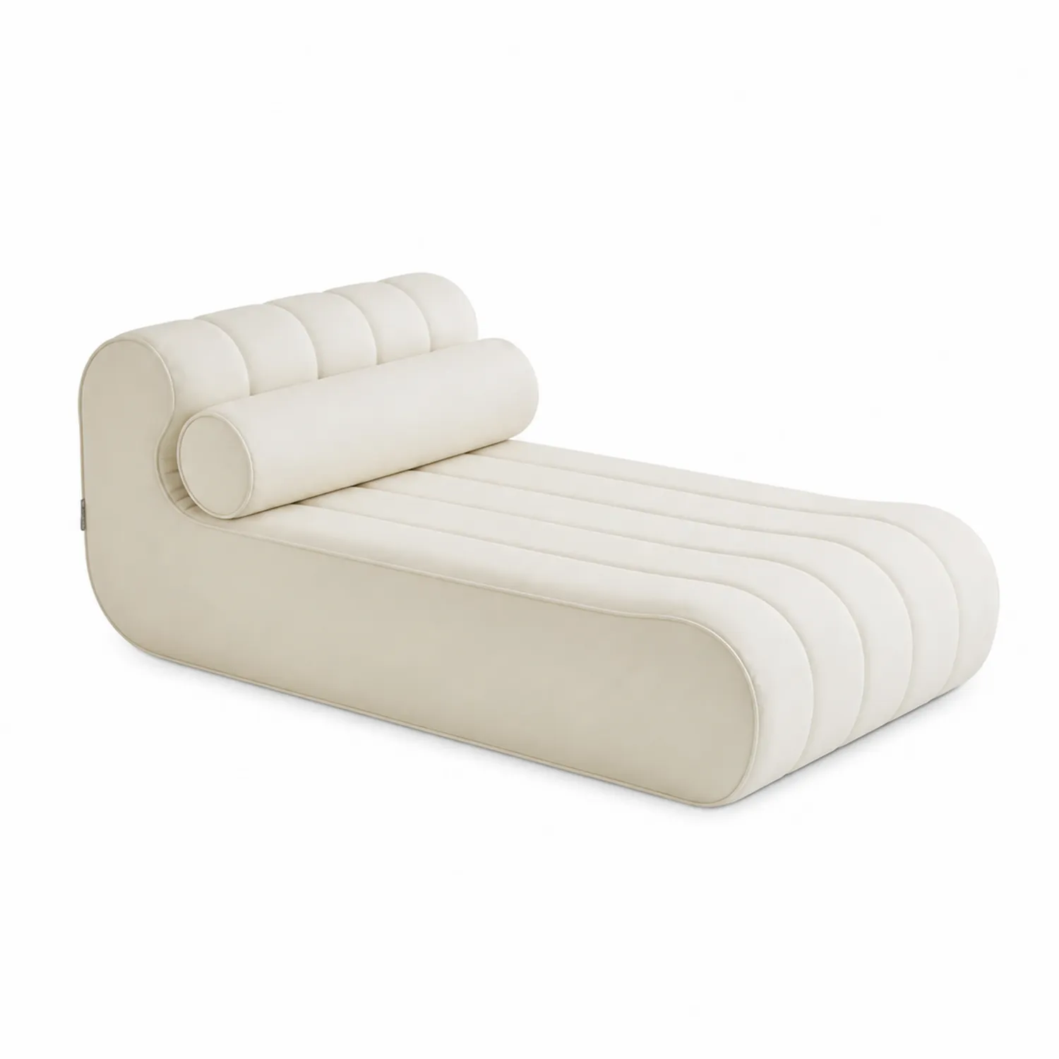 Chaise Longue in Tessuto Crema con Cuscino