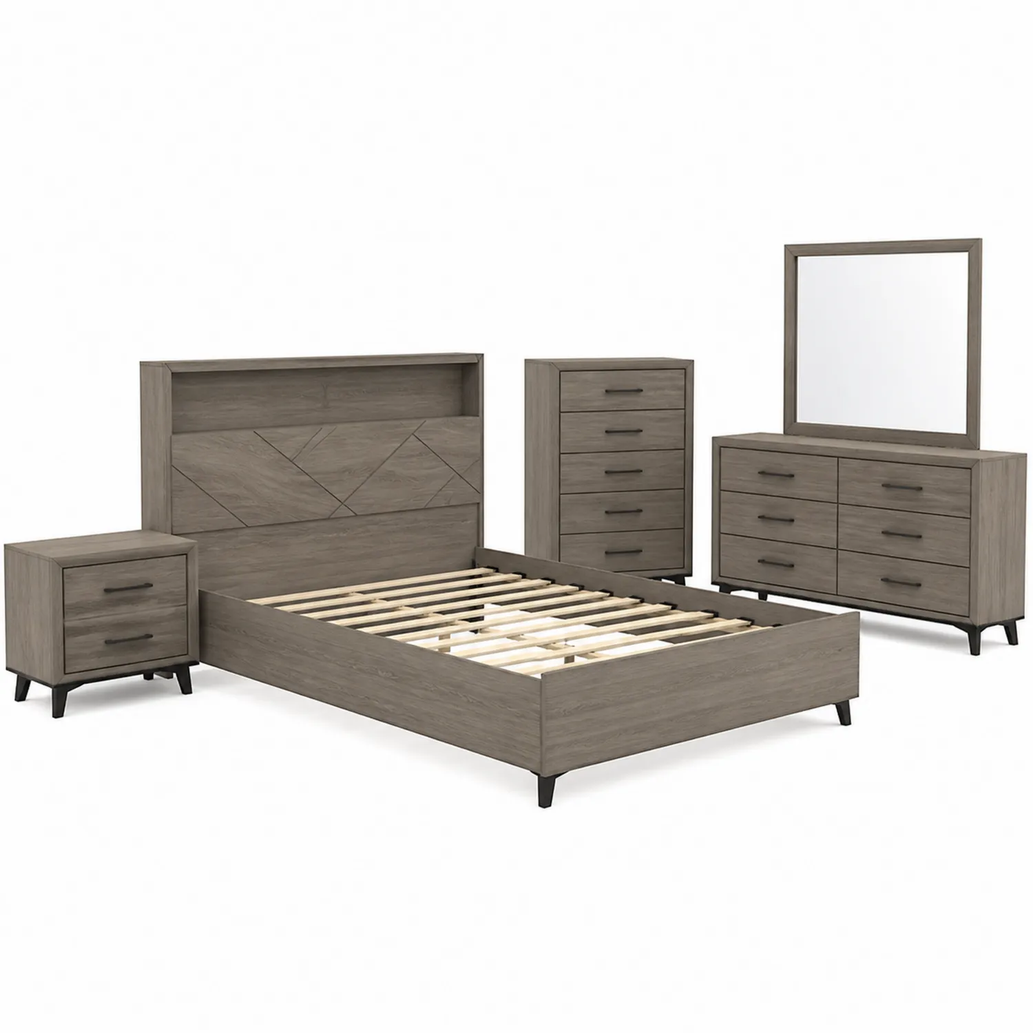 Set Camera da Letto Matrimoniale Legno Grigio