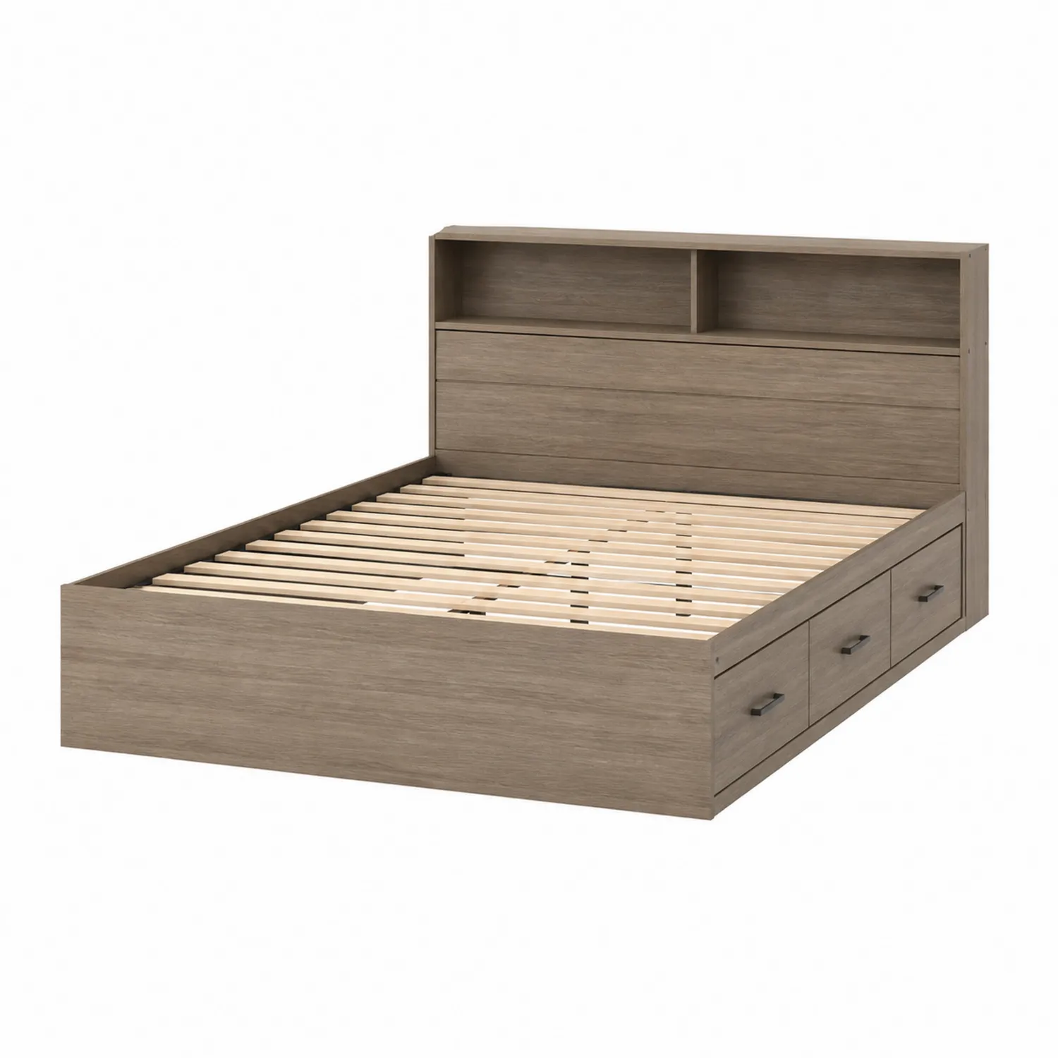 Letto Matrimoniale in Legno con Cassetti e Scaffali