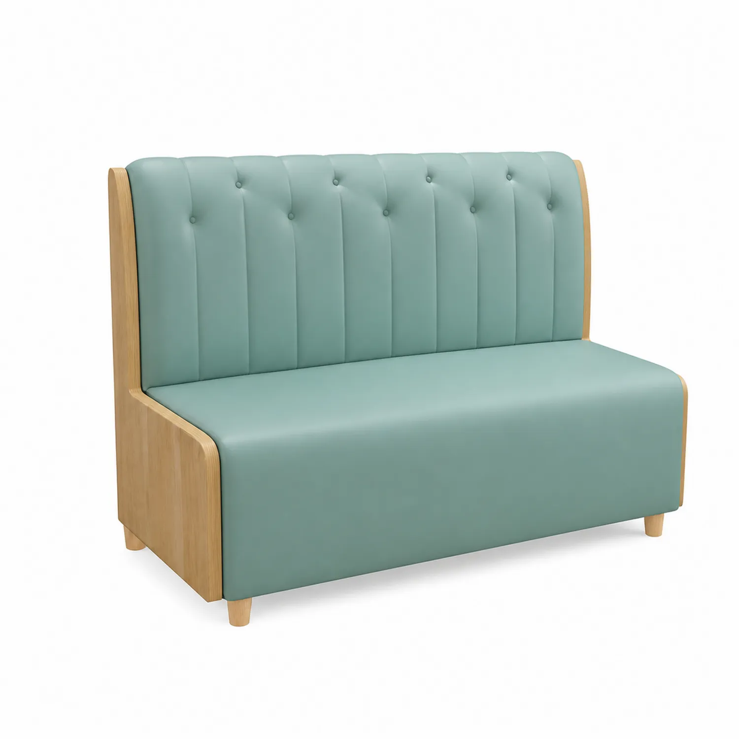 Panca in legno e ecopelle verde menta 120x60x100 cm
